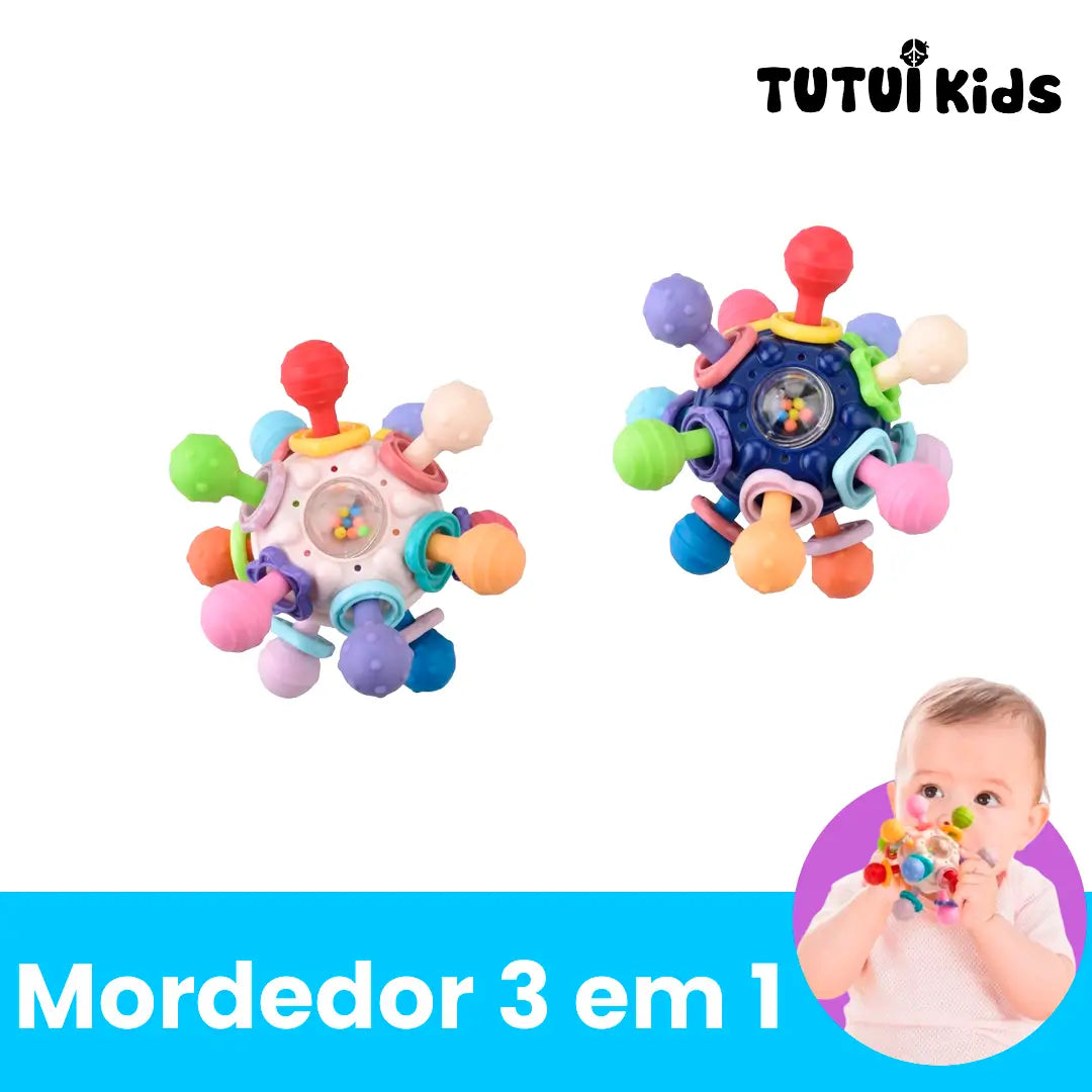 Mordedor 3 em 1 Tutui ™ - Massageador de Dentes e Chocalho